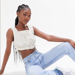 Urban Renewal Remnants Striped Ruffle Hem Crop Top